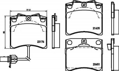 HELLA PAGID 8db355018521 -  Комплект тормозных колодок, дисковый тормоз